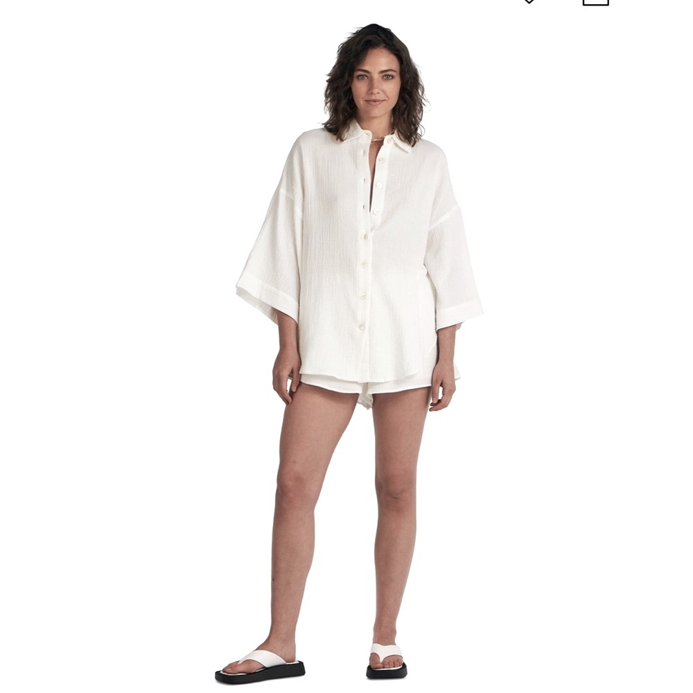 🌺Charlie Holiday Harlow Crinkled Cotton Shirt🌸🌺